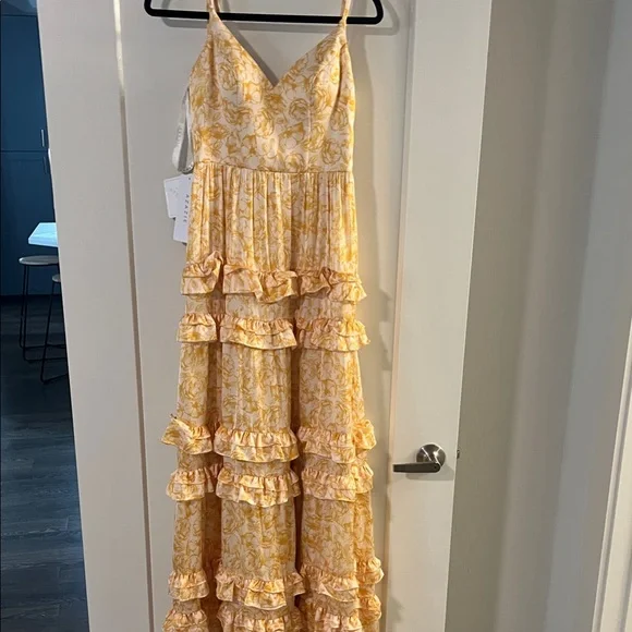 Azazie Yellow Floral Maxi Dress - Picture 2 of 5